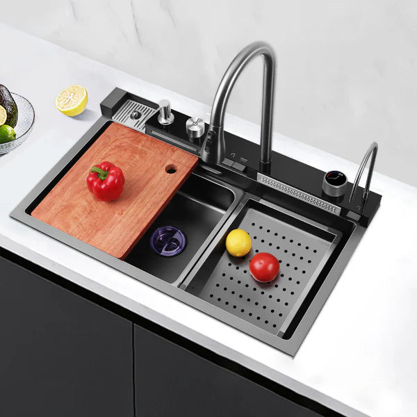 LuxeFlow Smart Waterfall Kitchen Sink